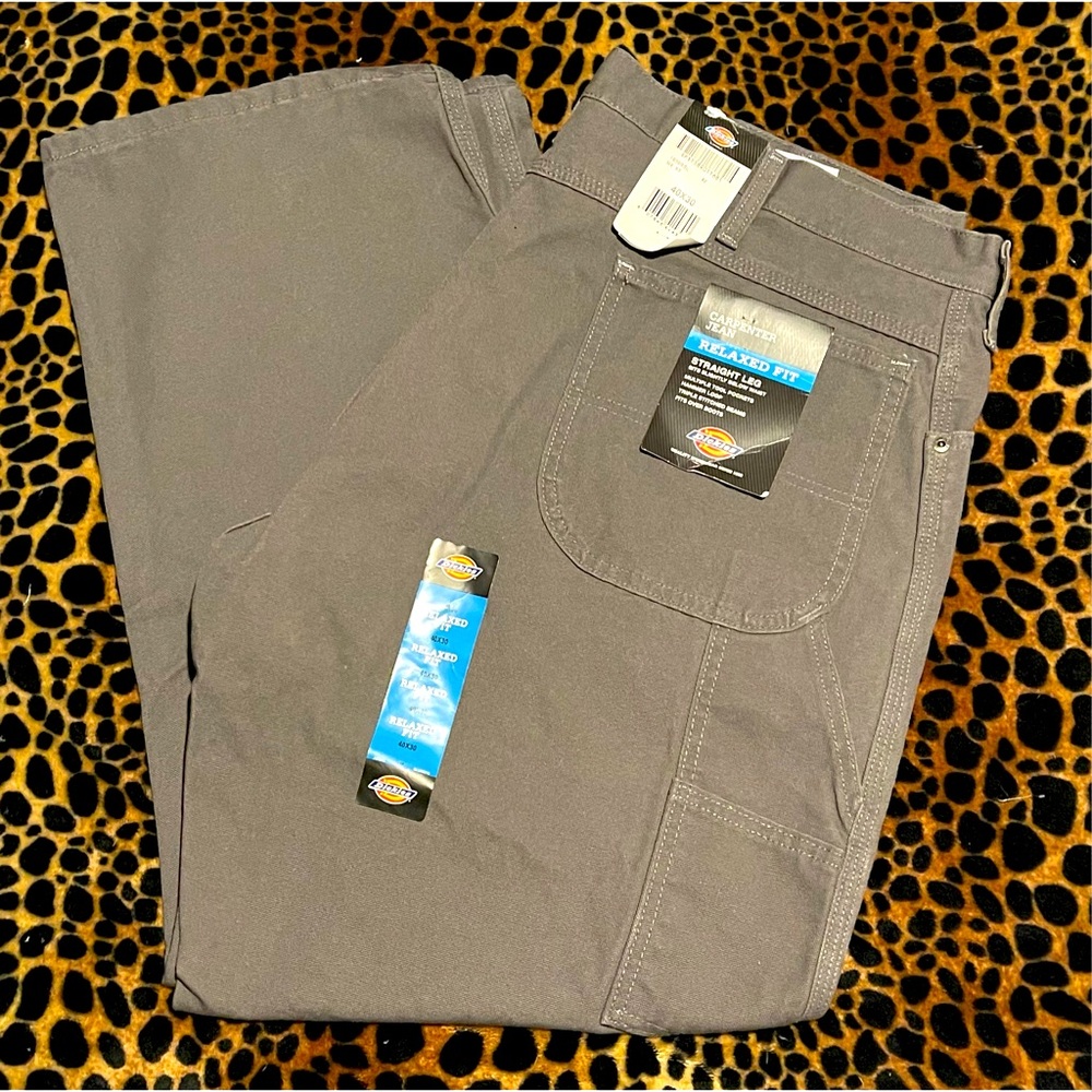 NWT Dickies relaxed fit straight leg dark gray carpenter jean work pants 40x30